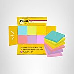 $2.49: Post-it Super Sticky Notes, 3x3 in, 6 Pads/Pack, 90 Sheets/Pad, Amazon Exclusive Bright Color Collection at Amazon
