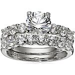 $13.16: Amazon Essentials Platinum-Plated Sterling Silver Infinite Elements Cubic Zirconia Round Cut Ring Set at Amazon