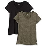 $7.16: Amazon Essentials Womens Active Quick Dry Tech Stretch Short-Sleeve V-Neck T-Shirt (Various) at Amazon