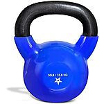 35-Lb Yes4All Vinyl Coated Cast Iron Kettlebell Weight (Blue) $22.30