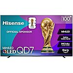 $1599.99*: 100&quot; Hisense QD7 Series 144Hz QLED Mini-LED 4K UHD Smart Fire TV (2025 Model) at Amazon