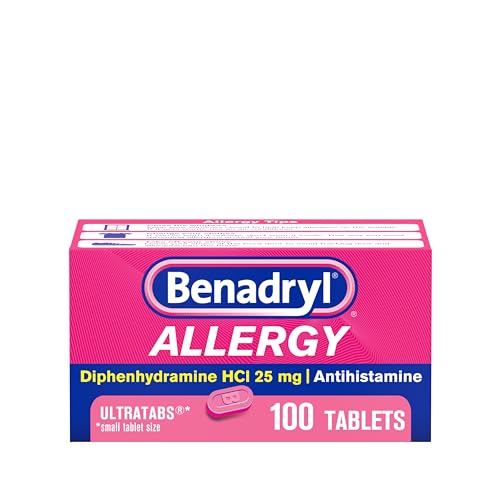 $7.20 /w S&S: 100-Ct Benadryl Allergy Antihistamine Ultratabs 25mg Diphenhydramine HCl Tablets