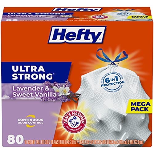$11.23 /w S&S: 80-Ct 13-Gal Hefty Ultra Strong Tall Kitchen Trash Bags (Lavender & Sweet Vanilla)