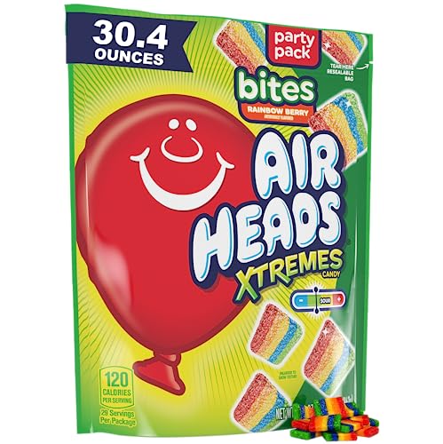 $6.39: Airheads Xtremes Bites, Rainbow Berry, Party, 30.4 OZ Stand Up Bag