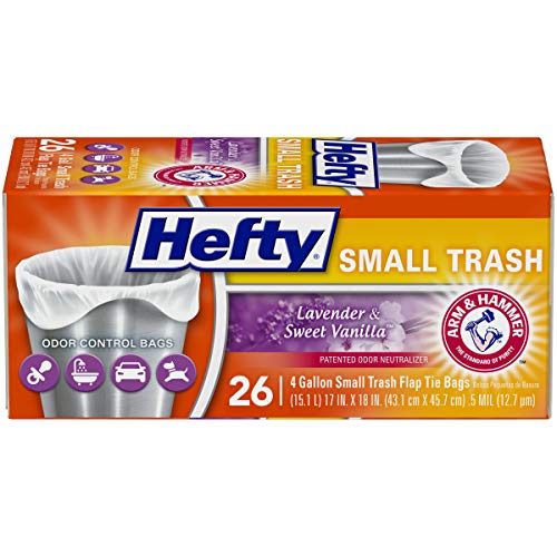 $3.59 w/ S&S: Hefty Small Garbage Bags, Flap Tie, Lavender & Sweet Vanilla Scent, 4 Gallon, 26 Count