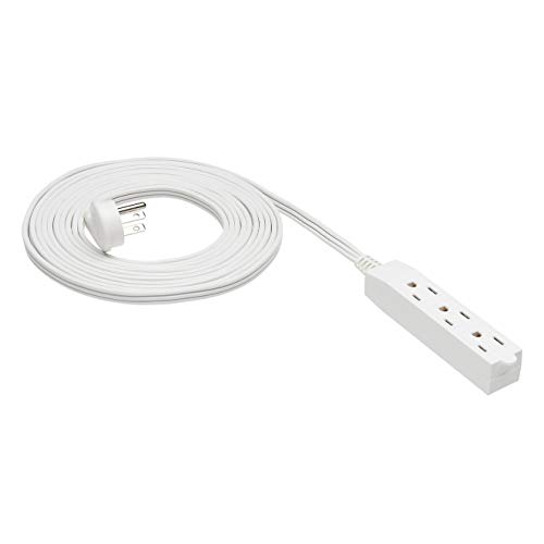 $5.86: Amazon Basics 15-Foot 3-Prong Flat Plug Grounded Indoor Extension Cord with 3 Outlets - 13 Amps, 1625 Watts, 125 VAC, White