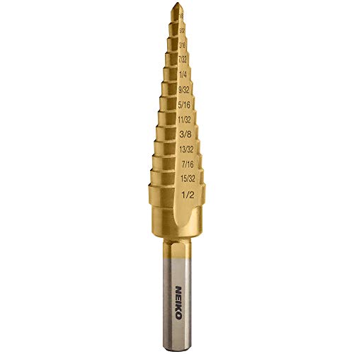 $6.17: NEIKO 10182A Titanium Step Drill Bit, 13 Step Sizes from 1/8 Inch to 1/2 Inch