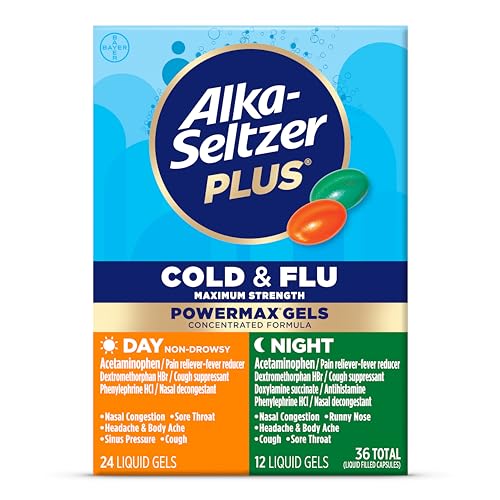 $7.87 w/ S&S: Alka-Seltzer Plus Power Max Cold & Flu Day+Night Medicine, 36 Count