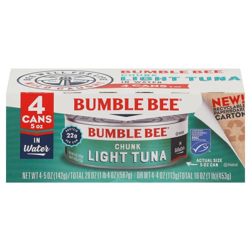 $2.47 w/ S&S: Bumble Bee Chunk Light Tuna In Water, 5 Oz Cans (Pack Of 4) at Amazon