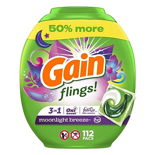 $15.95 w/ S&S: Gain flings Laundry Detergent Soap Pacs HE Compatible, 112 ct, Moonlight Breeze