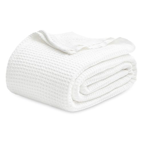 $28.74: Bedsure 100% Cotton Blankets Queen Size for Bed, White, 90x90 Inches
