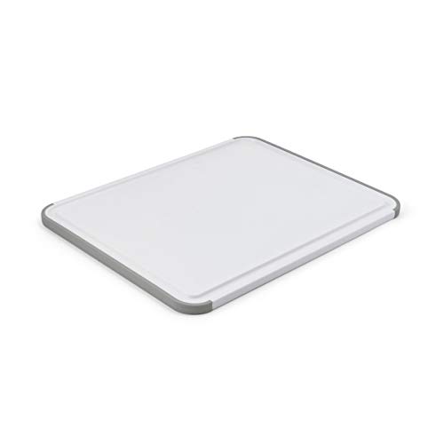 $8.49: KitchenAid Classic Plastic Cutting Board with Perimeter Trench and Non Slip Edges, 11 inch x 14 inch, White and Gray