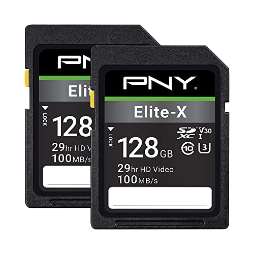 $20: PNY 128GB Elite-X Class 10 U3 V30 SDXC Flash Memory Card 2-Pack