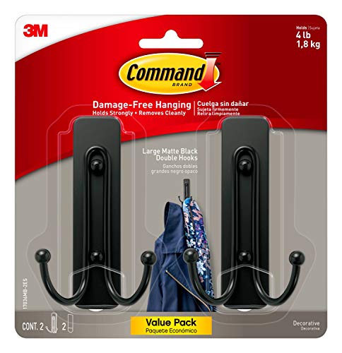 $8.13: Command Large Wall Hooks with Adhesive Strips, 2 Hooks and 2 Command Strips