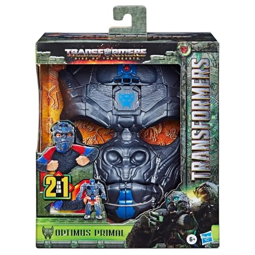 $11.90: Transformers Rise of the Beasts Movie Optimus Primal, 2-in-1 Converting Roleplay Mask Action Figure, 9-inch