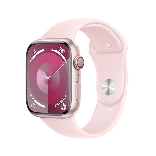 $390.20: Apple Watch Series 9 [GPS + Cellular 45mm] Smartwatch with Pink Aluminum Case with Pink Sport Band S/M.