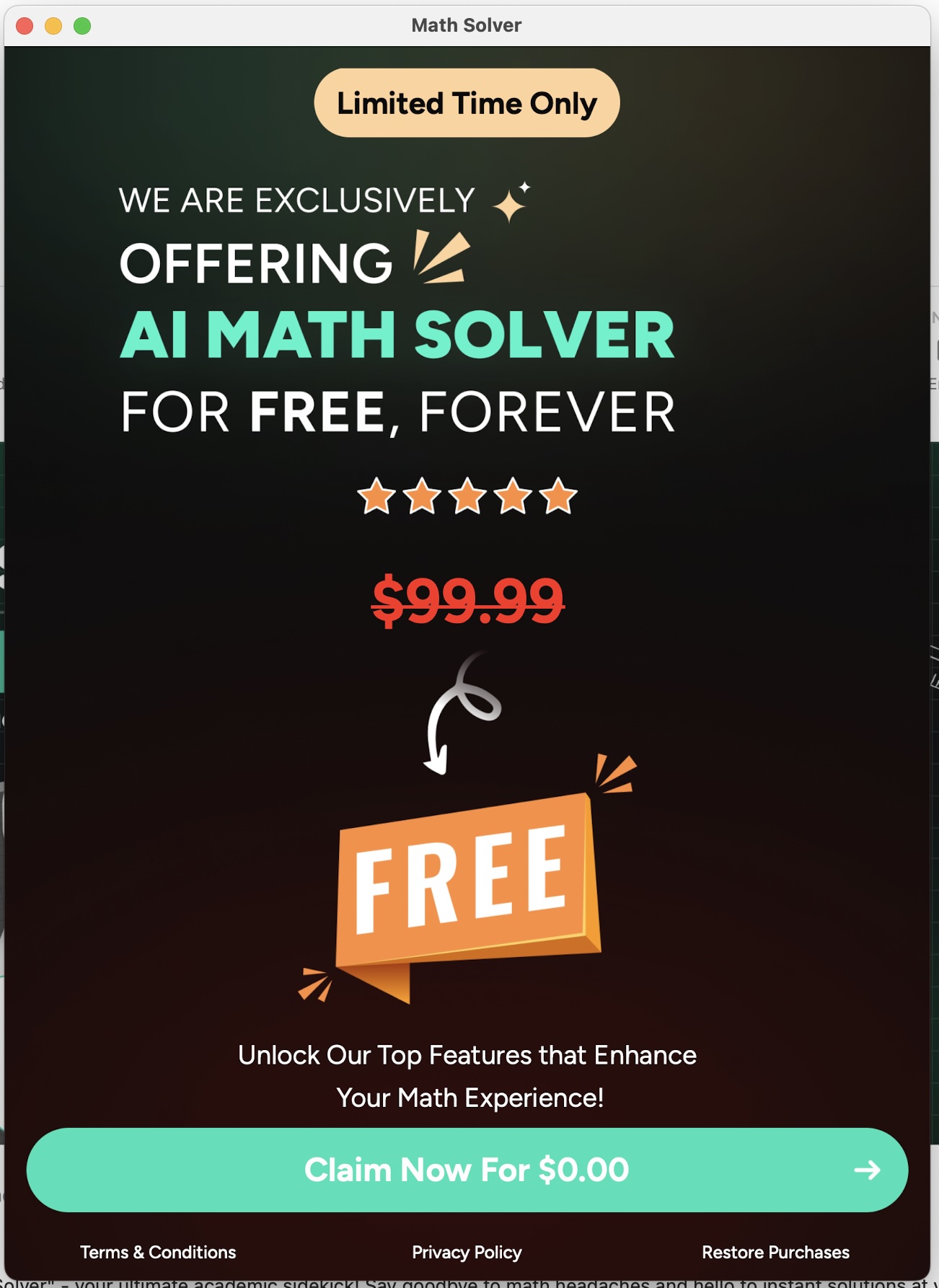 Ai Math Solver & Scanner (iOS) Lifetime Access for FREE