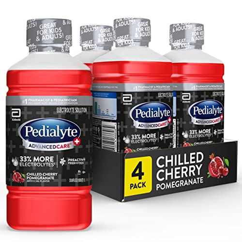 $12.12: Pedialyte AdvancedCare Plus Electrolyte Drink, Chilled Cherry Pomegranate 33.8 Fl Oz (Pack of 4) at Amazon