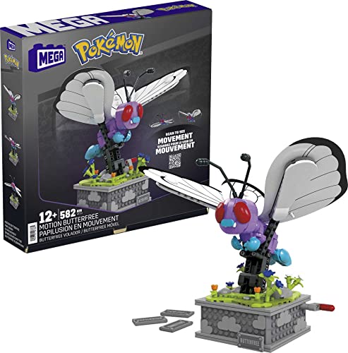 $28.90: 605-Piece Mega Toys Building Set: Pokémon Butterfree Collectible w/ Mechanized Movement & Display Case