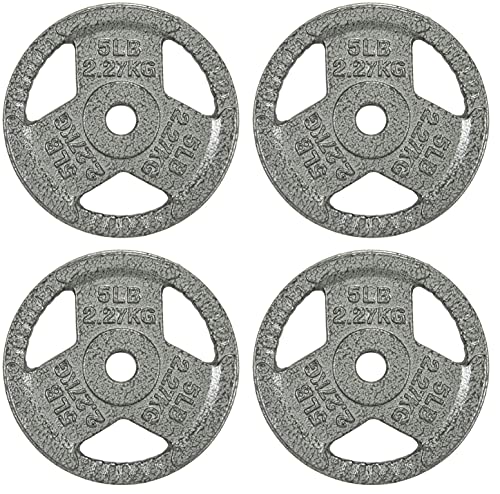 $20: Signature Fitness Cast Iron Plate Weight Plate, 1-Inch Center, Set of 4, 5LB