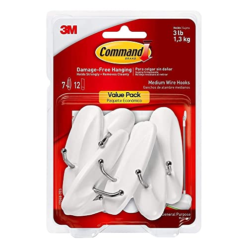 $6.47: Command Medium Wire Hooks, 7 White Hooks and 12 Command Strips