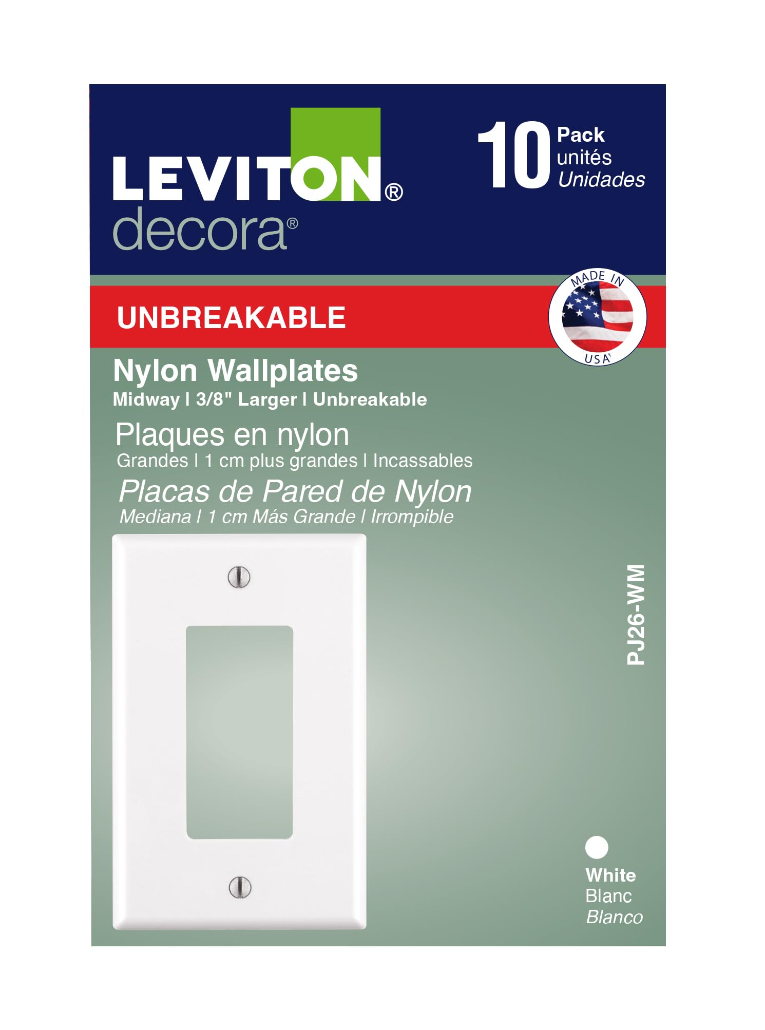 $5.98: Leviton PJ26-WM 1-Gang Decora/GFCI Decora Wallplate, White, 10-Pack at Amazon