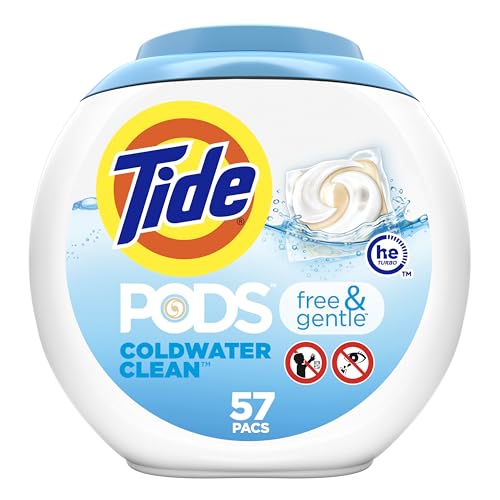 [S&S] $15.14: Tide Free and Gentle Laundry Detergent Pods, 57 Count, Unscented + $11.50 Amazon credit