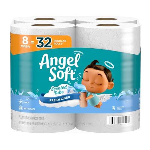 $5.51: Angel Soft Toilet Paper with Fresh Linen Scented Tube, 8 Mega Rolls