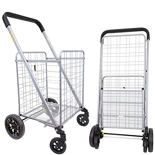 $32.63: dbest products Cruiser Cart Deluxe 2 Shopping Grocery Rolling Folding Laundry Basket on Wheels