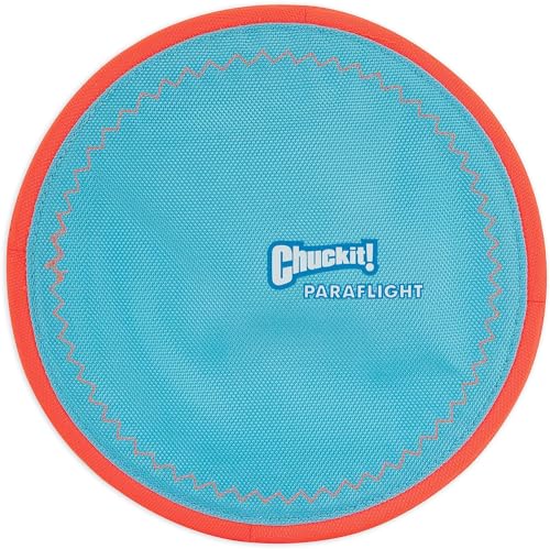 [S&S] $3.80: 10" ChuckIt! Paraflight Flyer Dog Frisbee Toy (Blue/Orange, Large)