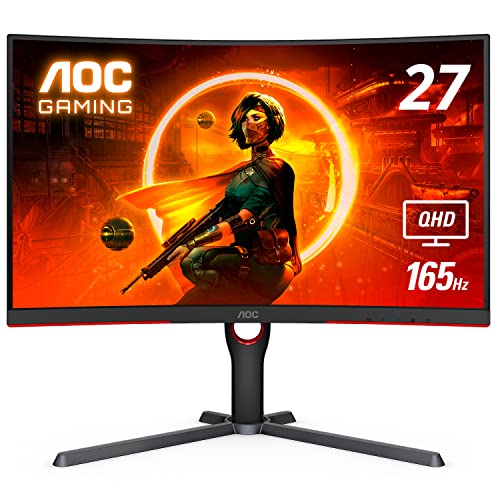 $200: AOC GAMING CQ27G3S Frameless Curved Gaming Monitor, QHD 2K 2560x1440, 1000R VA, 165Hz 1ms
