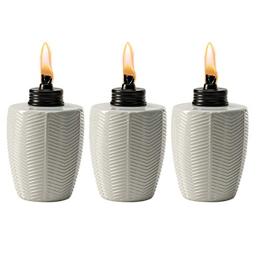$19.54: 3-Pack 5.75 in TIKI Brand Table Torch Glass Herringbone Ivory at Amazon