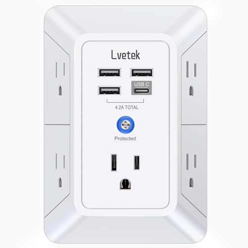 $9: Lvetek Wall Outlet Surge Protector (5x outlets, 3x USB-A, 1x USB-C) at Amazon