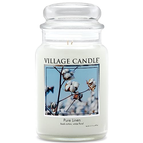 $13: 21.25-Oz Village Candle Large Glass Apothecary Jar Scented Candle (Pure Linen) at Amazon