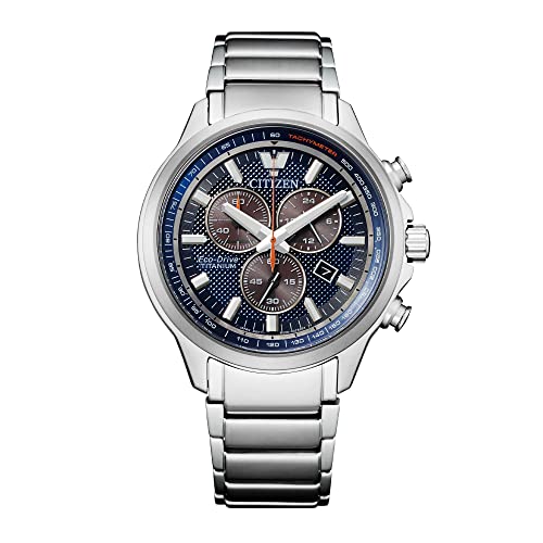 $163.90: Citizen Men's Eco-Drive Weekender Chronograph Watch in Super Titanium™, Blue Dial, 43mm (Model: AT2471-58L) at Amazon