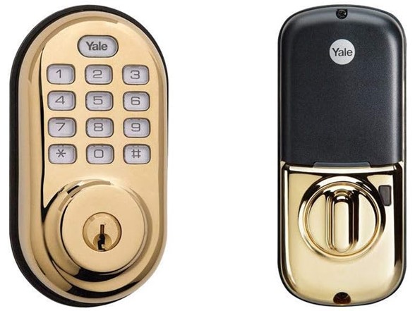 Yale Security Electronic Push Button Deadbolt w/ Zwave Technology (Brass) $20 + Free Shipping w/ Prime