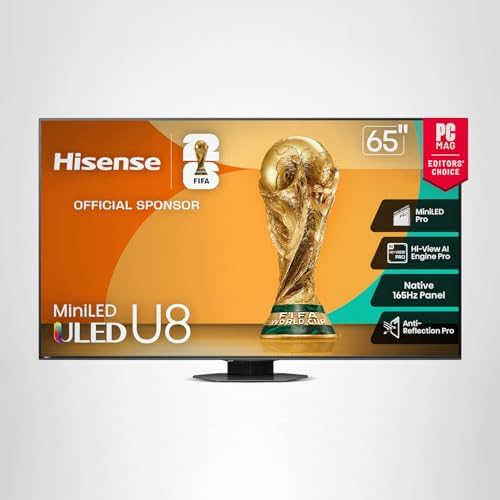 $949.99*: 65″ Hisense U8 Mini-LED ULED 4K UHD Google Smart TV (65U8QG, 2025 Model) at Amazon
