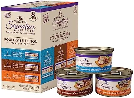 [SnS, AC] $4.74 | 8-Pack 2.8-Oz Wellness CORE Signature Selects Shredded Adult Wet Cat Food (Poultry Variety Pack) at Amazon