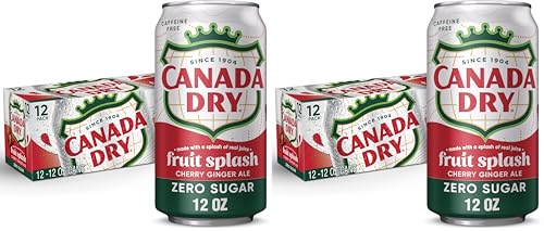 $9.50 | 24-Pack 12-Oz Canada Dry Zero Sugar Fruit Splash Cherry Ginger Ale Soda at Amazon