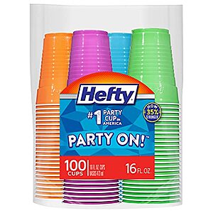 $  7.01 /w S&S: 100-Count Hefty 16-Oz Party On Plastic Cups (Assorted Colors)