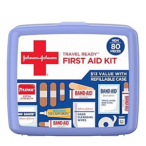 $  7.52 /w S&S: 80-Piece Johnson & Johnson Travel Ready Portable Emergency First Aid Kit