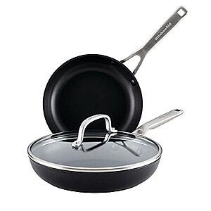 $  48.99: KitchenAid Hard Anodized Induction Nonstick Frying Pans/Skillet Set, 3 Piece - Matte Black