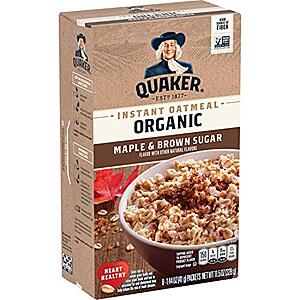 $  2.38 /w S&S: Quaker Organic Instant Oatmeal, Maple & Brown Sugar, 8 Packets