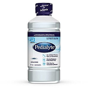 $  12.87 w/ S&S: Pedialyte Electrolyte Solution, Unflavored, Hydration Drink, 33.8 Fl Oz. (Pack of 4)