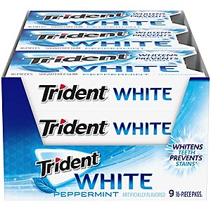 $  5.50 w/ S&S: 9-Pack 16-Count Trident White Sugar Free Gum (Peppermint)