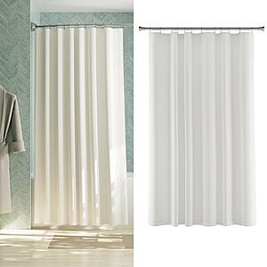 $  5.08: Maytex Water-Repellent Fabric Shower Curtain Liner with Weighted Hem, 70" x 72", White