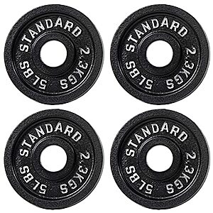 $20: Signature Fitness Cast Iron Plate Weight Plate for Strength Training and Weightlifting, 5LB, Set of 4