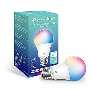 $6.71: New Kasa Smart Bulb, A19, 9W 800 Lumens, 2.4Ghz only, No Hub Required, 1-Pack (KL125)
