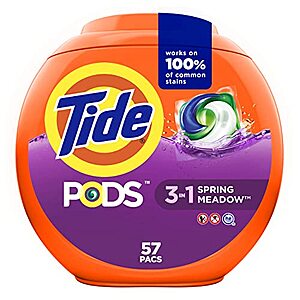 [S&S] $  15.14: Tide PODS Laundry Detergent Soap Pacs, HE Compatible, 57 ct, Spring Meadow + $  10 promotional credit