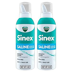 Vicks Sinex SALINE Nasal Spray, 5.0 fl oz x 2